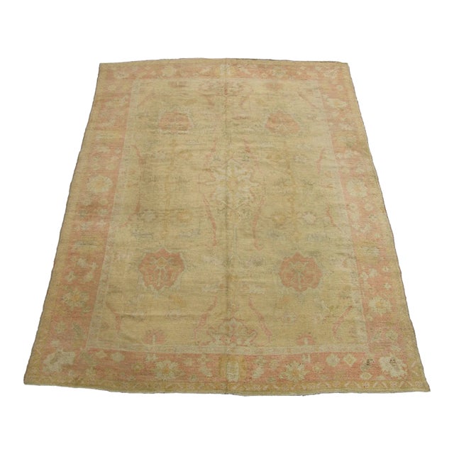 19th Century Turkish Oushak Rug 13'9" X 10'10" For Sale