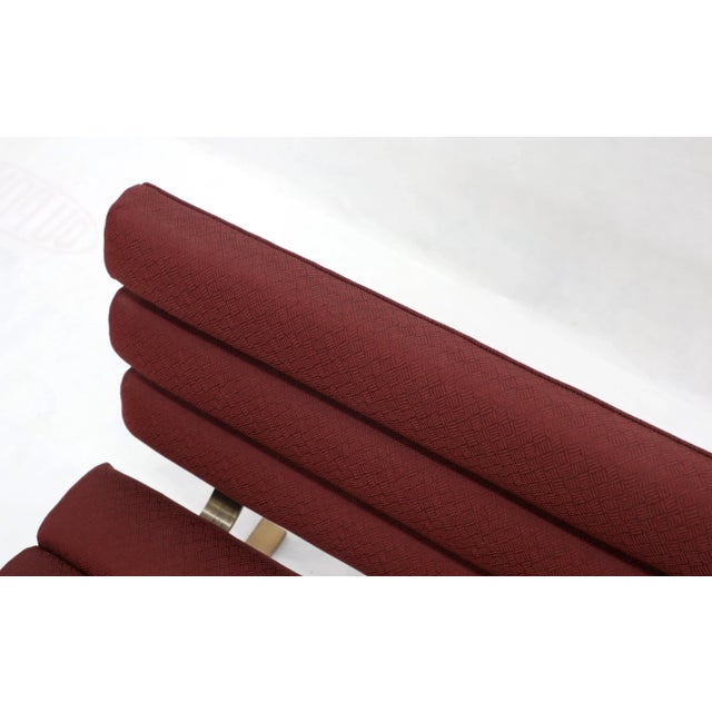 Mid-Century Modern Red Upholstery Bronze Base Bench Settee by Gerald McCabe For Sale - Image 3 of 13