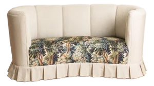 1950s Danish Art Deco Curved Sofa