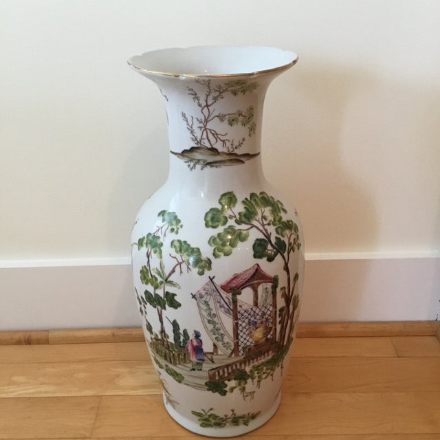 Chinoiserie Ceramic Tall Vase For Sale - Image 10 of 10