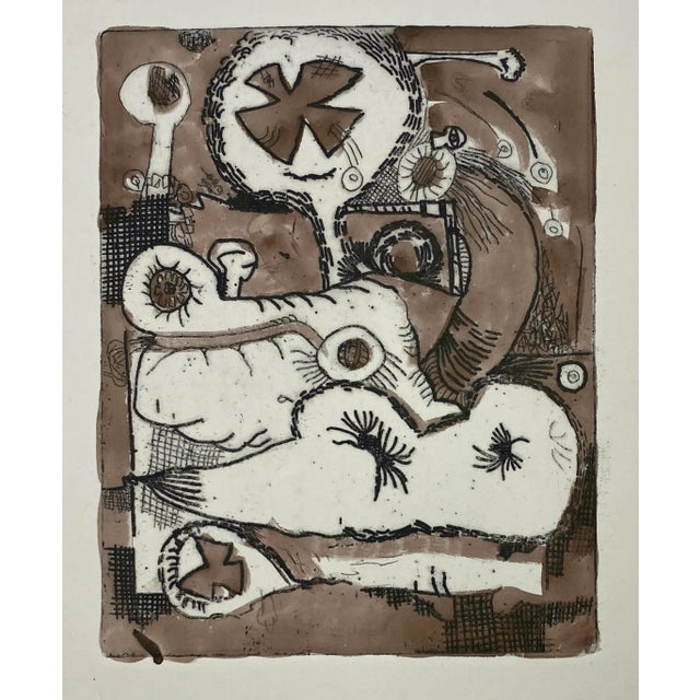 1990s Ron Yrabedra Abstract Hand Colored Etching For Sale - Image 5 of 5