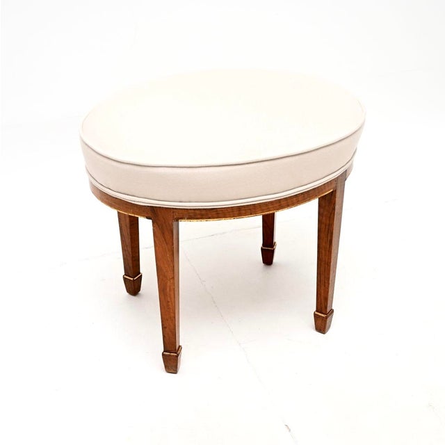 Antique Edwardian Walnut Parcel Gilt Ottoman, 1900 For Sale - Image 6 of 6