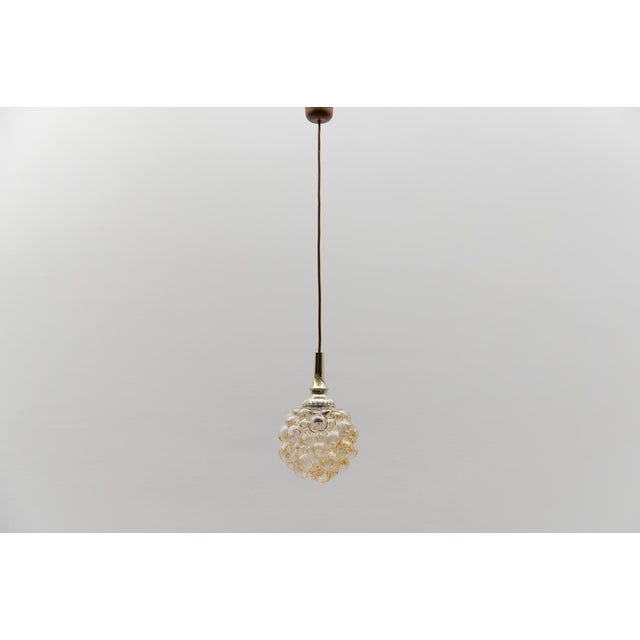 Mid-Century Modern Petit Amber Bubble Glass Hanging Lamp by Helena Tynell for Limburg, Germany, 1950s For Sale - Image 3 of 9