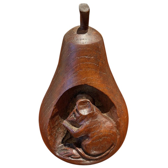 Wood 20th Century English Carved Oak Pear With Mouse For Sale - Image 7 of 10