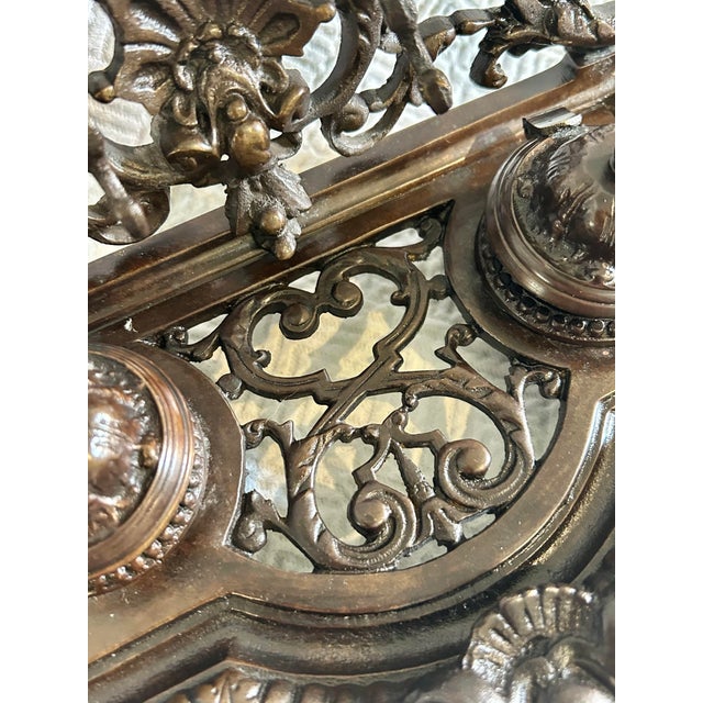 Bronze Antique Bronze Victorian Rococo Revival Double Inkwell For Sale - Image 8 of 11