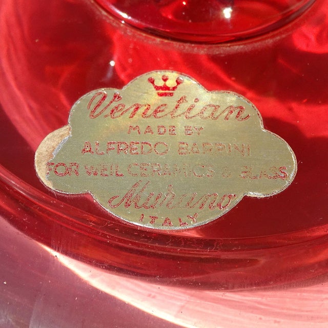 Murano Vintage Murano Barbini 1950s Yellow Red Orange Italian Art Glass Vanity Powder Box With Original Label For Sale - Image 4 of 6