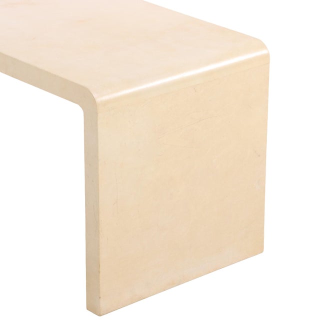 2000 - 2009 Parchment-Covered Waterfall Coffee or End Table in the Manner of Jean-Michel Frank. For Sale - Image 5 of 6