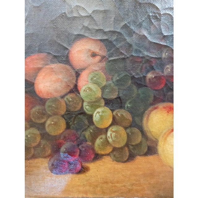 Textile 19th Century Rustic Farmhouse Still Life Fruit Painting With Bird's Nest, Signed For Sale - Image 7 of 11