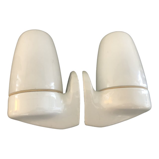 Light Blue Ceramic Model 6077 Sconces by Wilhelm Wagenfeld for Lindner, 1950s, Set of 2 For Sale