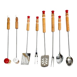 Vintage 1950s Mid Century Ucago Chef BBQ Tool Set W/ Wall Mount - 11 Pieces For Sale