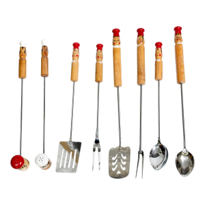 Vintage 1950s Mid Century Ucago Chef BBQ Tool Set W/ Wall Mount - 11 Pieces