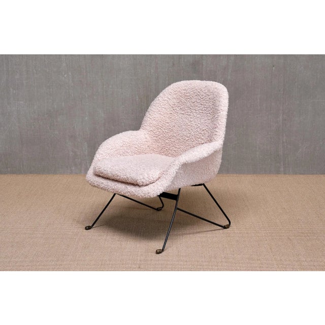 Armchair in Nude White Bouclé by Augusto Bozzi for Saporiti Italia, Italy, 1950s For Sale - Image 17 of 17