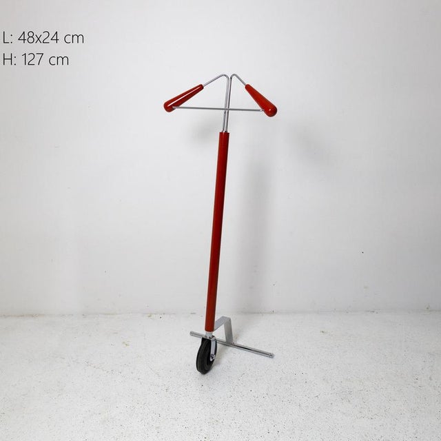 Italian Coat Rack with Wheel, 1980s For Sale - Image 4 of 7