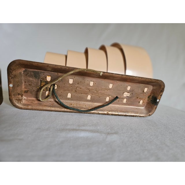 1950s Mid-Century Modern Atomic Deco Metal Venetian Blind Electric Wall Sconces - a Pair For Sale - Image 6 of 8