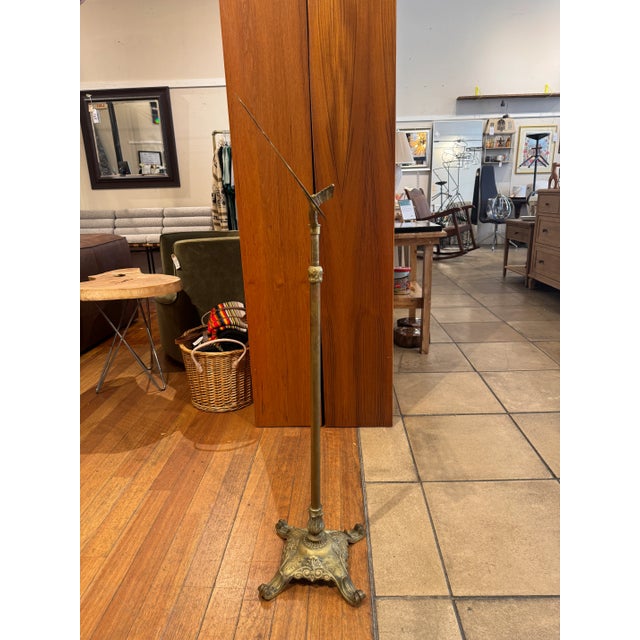 Hollywood Regency Vintage Brass Lyre Music Stand For Sale - Image 3 of 6