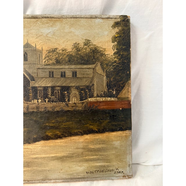 Gray Antique, Signed, English Oil Painting of Wolston Church, Warwickshire, England For Sale - Image 8 of 18