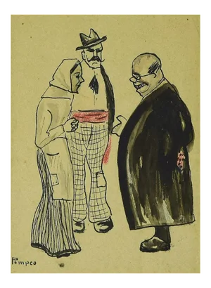Gabriele Galantara, Figures, 1908, Mixed Media