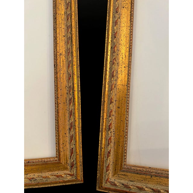 1970s Pair Vintage Italian Red Bole Gold Gilt Wood,Easel Back Picture Frames Under Glass For Sale - Image 5 of 15