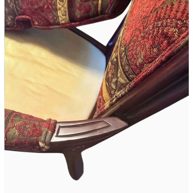 Wood Experience the Height of Regal Comfort With This Exquisite Pair of Rare Vintage Statement Mahogany Armchairs. For Sale - Image 7 of 12