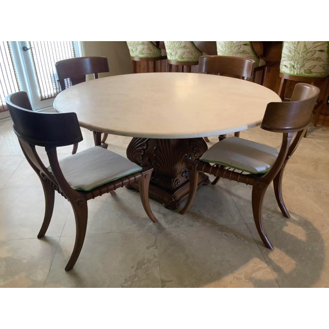 Brown Klismos Dining Chairs Walnut Finish - Set of 4 For Sale - Image 8 of 8