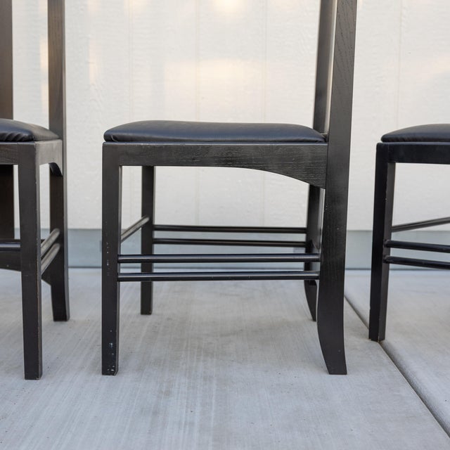 1970s 1970s Charles Rennie Mackintosh Style Ingram High Back Chairs — Set of 4 — Postmodern Gothic For Sale - Image 5 of 12