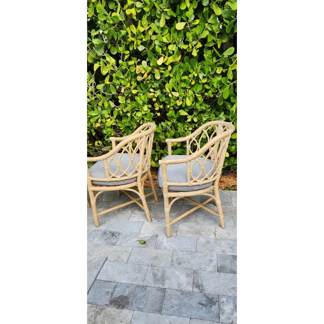 1960s Vintage Set of 4 McGuire Rattan Chairs For Sale - Image 5 of 12