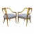 Vintage Italian Hollywood Regency Gold Gilt Wood Saber Leg Lounge Chairs - Pair For Sale