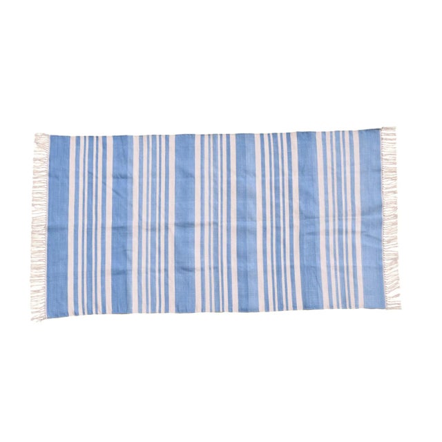 Boho Chic Parsley Rug, 4x6, Cornflower Blue & White For Sale - Image 3 of 3