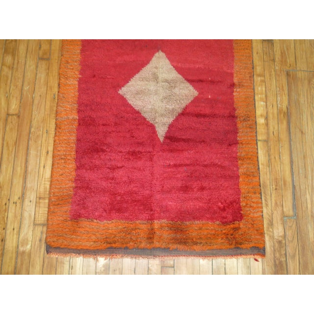 Cherry Red Vintage Turkish Tulu Medallion Carpet - 3'3" x 5'5" For Sale - Image 4 of 6