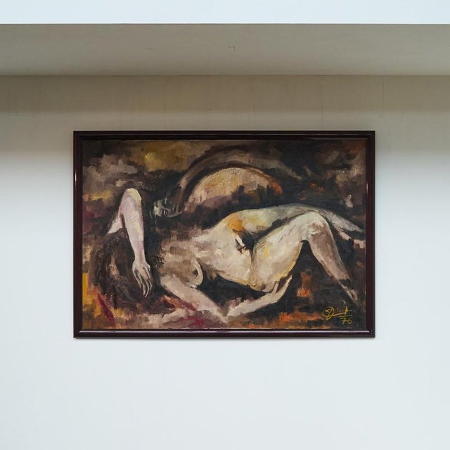 Joseph 'Zef' Clement Large Nude Oil on Canvas. The Netherlands, 1976. This large scale oil painting by Dutch artist Zef...