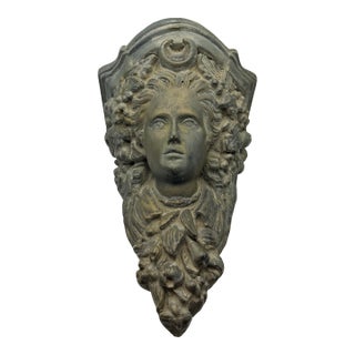 Vintage Architectural Woman Bracket Plaster Antique-Finish Wall Corbel Sculpture For Sale