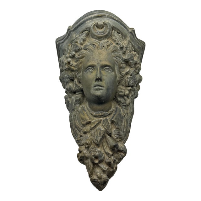 Vintage Architectural Woman Bracket Plaster Antique-Finish Wall Corbel Sculpture For Sale
