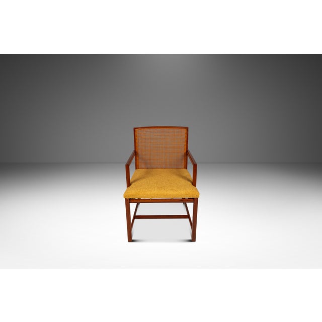 Mid-Century Modern Rare Mid-Century Modern Cane-Backed Armchair in Walnut & Bouclé Attributed to Michael Taylor for Baker Furniture (New World Collection), Usa, C. 1960s For Sale - Image 3 of 18