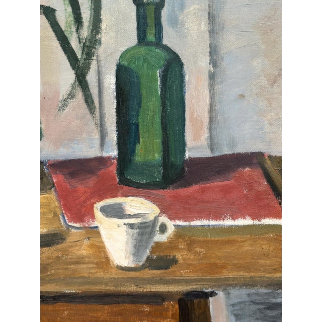 Åke Winnberg, Potted Plant and Green Bottle, 1946, Oil on Canvas, Framed For Sale - Image 9 of 16