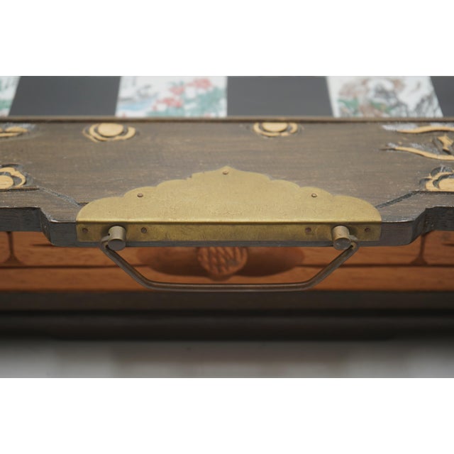 Stone Vintage Chinese Marble & Wood Carved Chess Set For Sale - Image 7 of 10