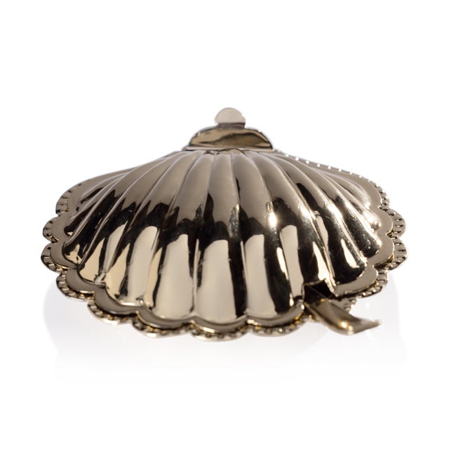 Contemporary Cap Ferrat Fan Shell Lidded Bowl with Spoon, Gold For Sale - Image 3 of 6