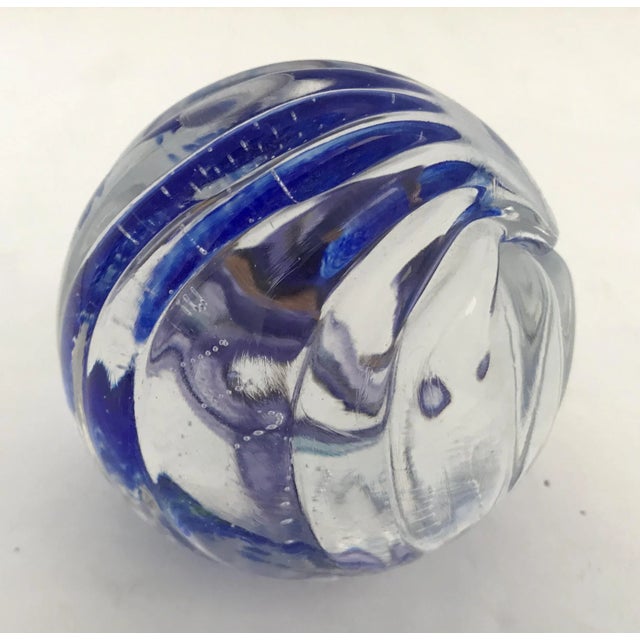 2000 - 2009 2000 Blue Art Glass Paper Weight For Sale - Image 5 of 10