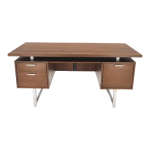 Solid Walnut Mid-Century Modern Floating Top All Restored Desk Table