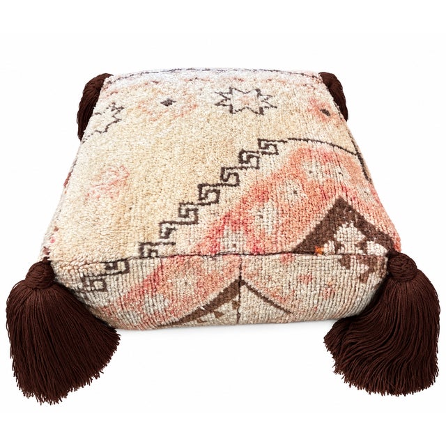 Midcentury Moroccan Wool Pouf For Sale - Image 6 of 6