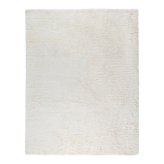 Pasargad Home Shaggy Ivory Poly & Cotton Area Rug- 4' 0" X 6' 0" For Sale