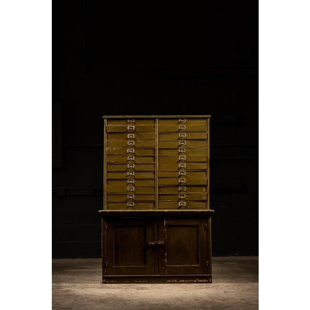 Antique Wooden Document Cabinet in Green For Sale - Image 4 of 8