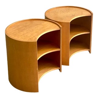 Vintage Mid-Century Modern Michael Taylor for Baker Curved Nightstands - a Pair For Sale