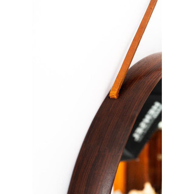 Mirror in Teak and Leather by Uno & Östen Kristiansson for Luxus, Sweden, 1950s For Sale - Image 12 of 15