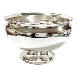 1950s Lehman Brothers Silver on Copper Pedestal Bowl - Mid-Century Modern Champagne or Punch Bowl Centerpiece For Sale