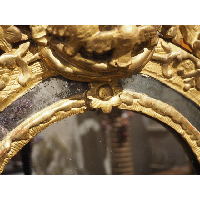 18th Century French Parecloses Giltwood Mirror, the Pelican in Her Piety For Sale - Image 10 of 15