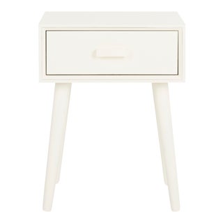 One Drawer Side Table in Antique & White For Sale