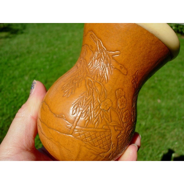 Wood Excellent ChiAntique Chinese Molded Gourd Cricket Cage With Landscape Scene, 18th/19th Century For Sale - Image 7 of 9