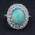 Art Deco Vintage Australian Opal Diamond Halo Ring 14k White Gold Circa 1910 Size 5.25 For Sale - Image 3 of 11
