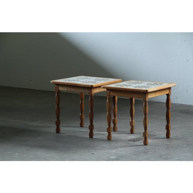 Vintage Brutalist Danish Oak Nightstands with Ceramic Tile Tops, 1970s, Set of 2 For Sale - Image 13 of 13