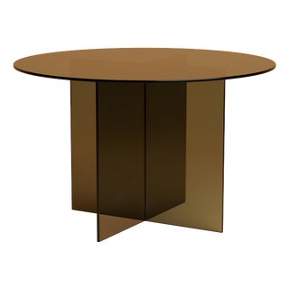 Round Dining Table in Bronzed Glass by Lebanto For Sale